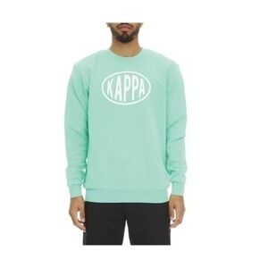 Kappa Green White Graphic Logo Print Long Sleeve Crewneck Pullover Sweatshirt